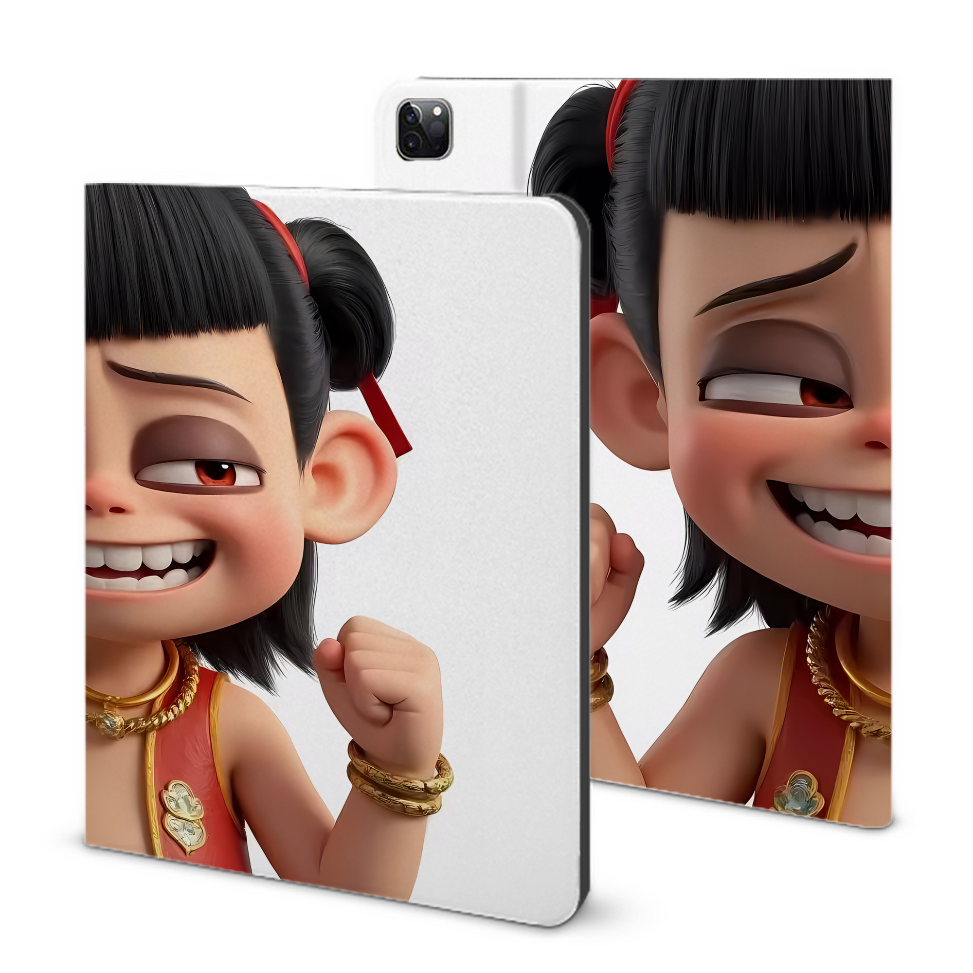 （画像用） Ne Zha 2 ナタ 魔童の大暴れ IPad ケース ブック型 PUレザー TPU 耐衝撃 軽量 薄型 ペン収納なし 全面保護 IPad 各モデル対応